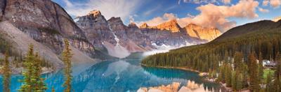 Schilderij - Morene Meer, Nationale park van Banff, Canada, panorama, 2 maten