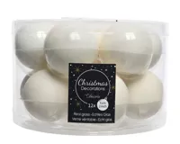 12 kerstballen wolwit emaille 50 mm KSD - Ksd - thumbnail