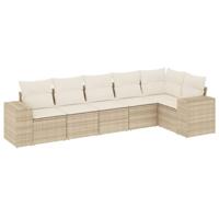 6-delige Loungeset met kussens poly rattan beige - thumbnail