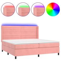 Boxspring met matras en LED fluweel roze 200x200 cm - thumbnail