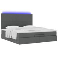 Ottoman bed met matras en LED's 180x200cm stof donkergrijs - thumbnail