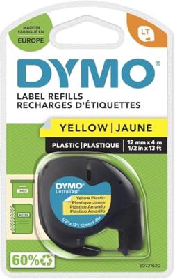 Gelamineerde Tape voor Labelmakers Dymo 91202 12 mm LetraTag® Zwart Geel (10 Stuks)