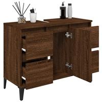 Wastafelkast 80x33x60 cm bewerkt hout bruin eikenkleur - thumbnail