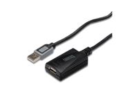 DIGITUS Actieve USB 2.0 verlengkabel - Repeater kabel - USB A male naar USB A female - 5 m - 480 Mbit/s - Plug & Play - Voeding via USB - Zwart - thumbnail