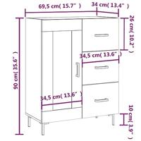 Dressoir 69,5x34x90 cm bewerkt hout wit - thumbnail