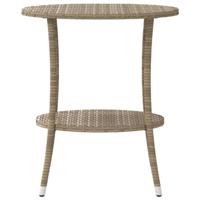 Tuinstoelen 2 st verstelbaar met tafel poly rattan beige - thumbnail