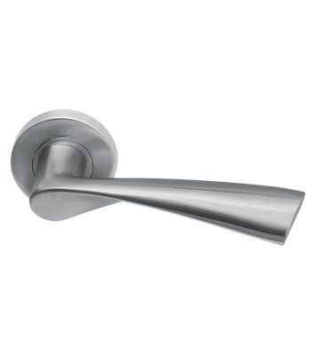 Deurklink Quadro massief op rond rozet geveerd Deurklink Quadro massief op rond rozet geveerd