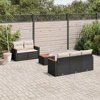 6-delige Loungeset met kussens poly rattan zwart - thumbnail