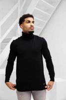 Malelions Knitted Turtleneck Sweater Heren Zwart - Maat XL - Kleur: Zwart | Soccerfanshop - thumbnail