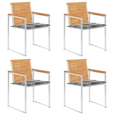 Tuinstoelen 4 st met kussens massief teakhout