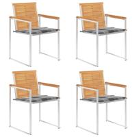 Tuinstoelen 4 st met kussens massief teakhout - thumbnail