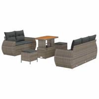 Tuinbankenset 8 pcs Grijs poly rattan - thumbnail