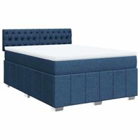 Boxspring met matras stof blauw 140x200 cm - thumbnail