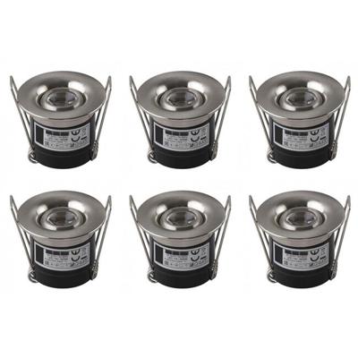 LED Inbouwspots Veranda 6-Pack - 1W Natuurlijk Wit 4200K - Ø41mm Mat Chroom