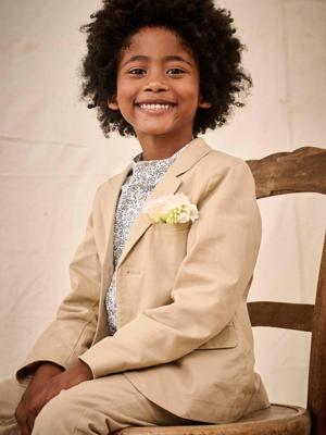 Feestelijk jasje voor jongens van katoen/linnen beige