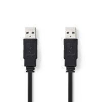 Platte USB 2.0-Kabel | A Male - A Male | 1,0 m | Zwart - thumbnail