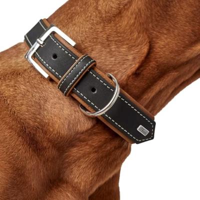 HUNTER Hondenhalsband Porto, zwart/cognac, Maat: 30