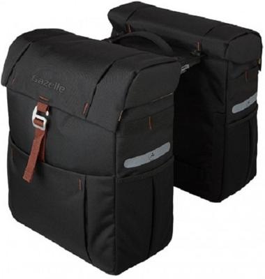 Gazelle dubbele fietstas met mik adapter 37 liter 31 x 40 x 15 (2x) zwart/bruin
