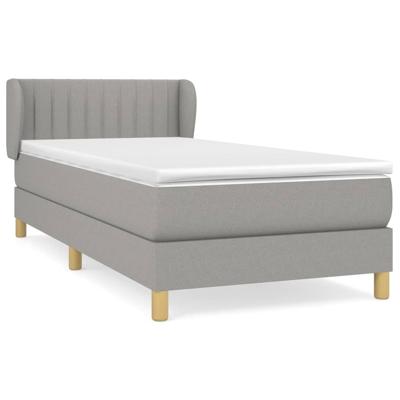 Boxspring met matras stof lichtgrijs 140x200 cm - thumbnail