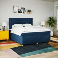 Boxspring met matras stof blauw 200x200 cm - thumbnail