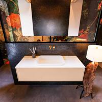 Badkamermeubelset Mondiaz Erin 120 cm met 1 Lade met RIDGE Wastafel Midden Talc Zonder Kraangaten Greeploos Mat Rosee - thumbnail