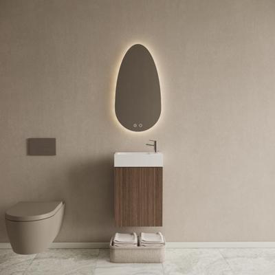 Toiletmeubel Set Gliss Design Riga Donker Eiken Japandi Fontein Glans Wit