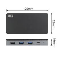 ACT USB-C 4K MST dockingstation voor 2 HDMI-monitoren. Ethernet. USB-C. 3x USB-A. PD passthrough en - thumbnail