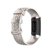 Fitbit Charge 3 & 4 siliconen diamant pattern bandje - Maat: Large - Champagne goud - thumbnail