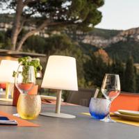 STANDY MINI CREAM Snoerloze tafellamp met crèmekleurige stalen voet - warm wit / koud witte LED voet - thumbnail