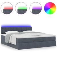 Ottoman bed met matras en LED's 160x200cm fluweel donkergrijs - thumbnail