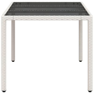 Tuintafel met glazen blad 150x90x75 cm poly rattan wit - thumbnail