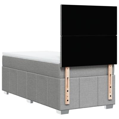 Boxspring met matras stof lichtgrijs 140x200 cm - thumbnail