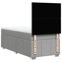 Boxspring met matras stof lichtgrijs 90x200 cm - thumbnail