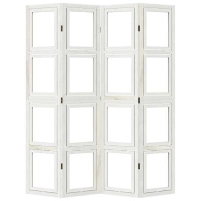 Kamerscherm met 4 panelen massief paulowniahout wit Kamerscherm met 4 panelen massief paulowniahout wit