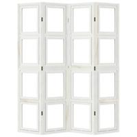 Kamerscherm met 4 panelen massief paulowniahout wit - thumbnail