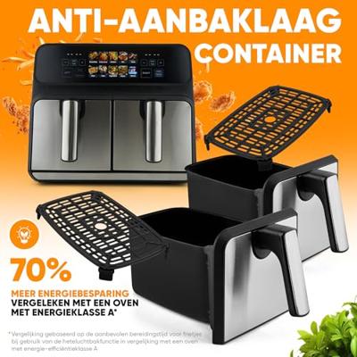 ProfiCook PC-FR 1287 H Dubbel 8 l Vrijstaand 2200 W Heteluchtfriteuse Zwart, Roestvrijstaal