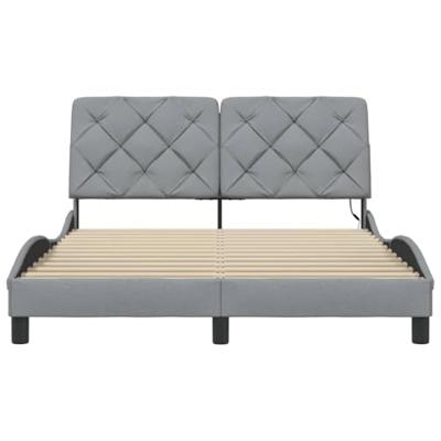 Bedframe met LED zonder matras stof 140x190 cm lichtgrijs