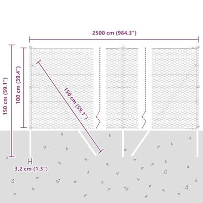 VidaXL Afrasteringspaal groen 25 x 1 m (36 mm gaas) staal