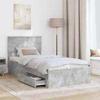 Bedframe met hoofdeinde Beton Grijs 90 x 190 cm Bewerkt hout - thumbnail