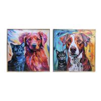 Schilderij Home ESPRIT Modern Hond 80 x 3,5 x 80 cm (2 Stuks) - thumbnail