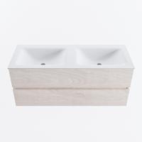 MONDIAZ VICA 120cm badmeubel onderkast Underlayment 2 lades. Wastafel CLOUD dubbel zonder kraangat, kleur Talc. - thumbnail