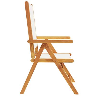 Tuinstoelen 8 st verstelbaar massief hout en stof crèmewit