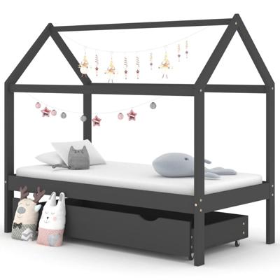 VidaXL Kinderbedframe met lade grenenhout donkergrijs 80x160 cm