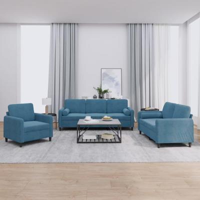 3-delige Loungeset met kussens fluweel blauw