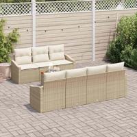 Tuinbankenset met kussen 8 pcs Beige poly rattan - thumbnail