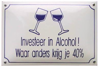 Emaille Funbord Investeer in alcohol Emaille Funbord Investeer in alcohol