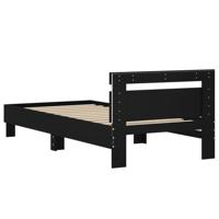 Bedframe met hoofdbord en LED-verlichting zwart 90x200 cm - thumbnail