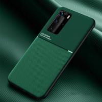 Voor Huawei P40 Pro Classic Tilt Strip Grain Magnetic Shockproof PC + TPU Case (Donkergroen) - thumbnail