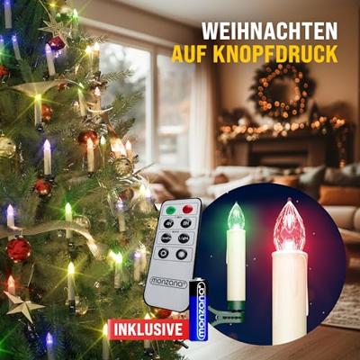 20 set LED Kerstboomverlichting kaarsen met afstandsbediening in kleur 20 set LED Kerstboomverlichting kaarsen met afstandsbediening in kleur