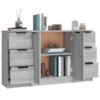 Dressoirs 3 st bewerkt hout grijs sonoma eikenkleurig - thumbnail